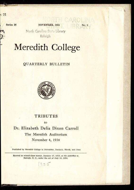 Tributes to Dr. Elizabeth Delia Dixon Carroll from students, alumnus, and faculty.