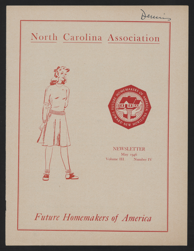 Newsletters and bulletins from 1945, 1951, and 1978. Future Homemakers of America collection, 1929-1984, includes correspondence, reports, news clippings, lists of officers, audits, programs, budgets, photographs, and other records on the history of Future Homemakers of America, New Homemakers of America, and Home Economics Related Occupations. New Homemakers of America, a club for African Americans, merged with Future Homemakers of America when school segregation ended.